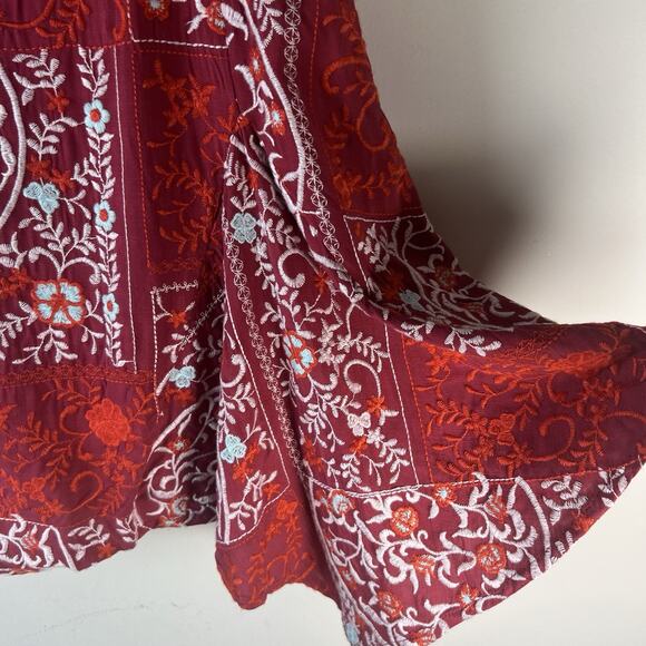 Anthropologie Women’s Red Embroidered Bandana Mini Skirt US 14 NWT - Picture 3 of 11